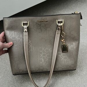 Calvin Klein Taupe Monogram Tote